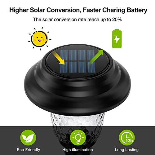 Glass Solar Lights Outdoor waterproof, 2 Pack Super Bright Solar Pathway Lights, Up to 12 Hrs Long Last Auto On/Off Garden Lights Solar Powered, Stainless Steel LED Light For Yard Landscape Cool White by Balhvit - Image 3