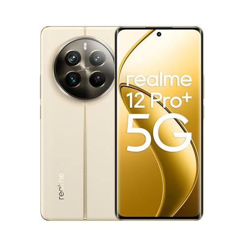 realme 12 Pro+ 5G Smartphone 8+256 GB, Snapdragon 7s Gen 2, Cámara 64 MP+ 50mp IMX890 OIS, Pantalla Curvada AMOLED 120hz de 6,7 Pulgadas, Batería 5000mah Supervooc 67W Cargada, Doble Tarjeta, Beige