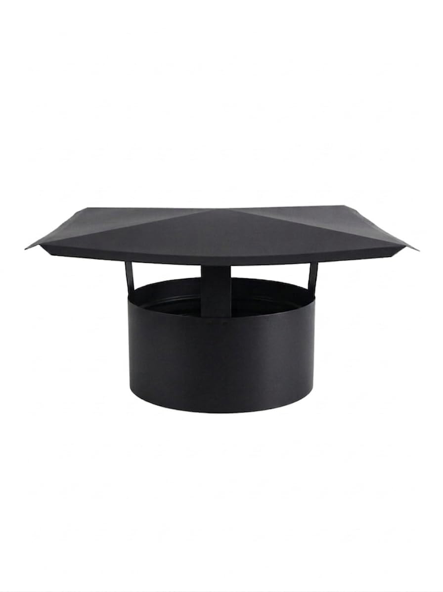 Comignolo Cinese Lam. Alluminata [varie misure] Colore Nero - Versione Standard (Attacco Maschio per Tubo Inox, Diametro 180 mm)
