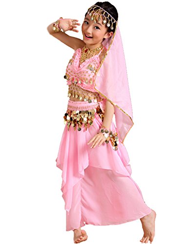 Astage Kids Belly Dance Costume Dress Set, Style B-Pink, X-Small (For Unders 47In) #TOP2