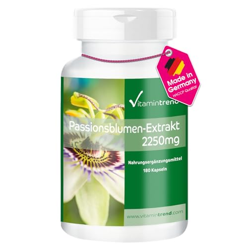Vitamintrend Passionsblumen-Extrakt 2250 mg pro Tagesdosis, 180 Kapseln, Nahrungsergänzungsmittel vegan ohne Magnesiumstearat, in Deutschland hergestellt