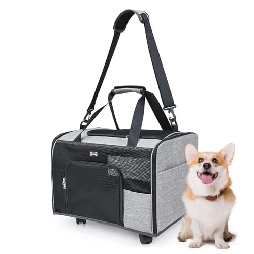 GjnjfdF   Transportador para Mascotas pequeñas, carros para Perros con Ruedas | de Viaje Resistente al Desgaste para Mascotas, de Viaje para Perros