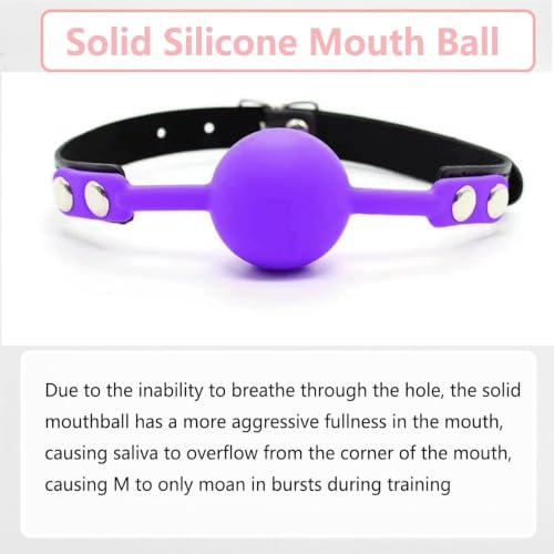 Image of DFsucces Leather Restraints Ball Mouth Plug Silicone Bondage Ball Gag for Sex, BDSM Restraints Toys Sex Gag Muzzles(Pueple2)
