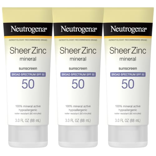 Best Sunscreen for Seniors with Sensitive Skin: No Sting, No Irritation 11 Neutrogena Mineral Sunscreen Sheer Zinc Oxide Dry-Touch Lotion, Broad Spectrum Sunblock SPF 50, Water Resistant Sunscreen For Sensitive Skin, 3 fl. oz, 3 Pack