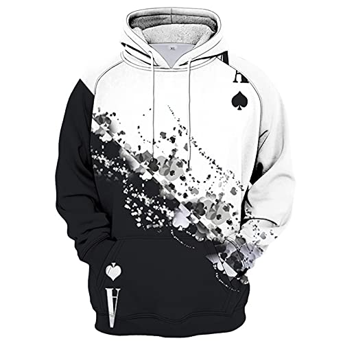 SSBZYES Sweat à Capuche pour Hommes Pull Décontracté à Capuche Veste à Manches Longues Grande Taille Poker Impression Numérique Couple Pull Veste pour Hommes Cover