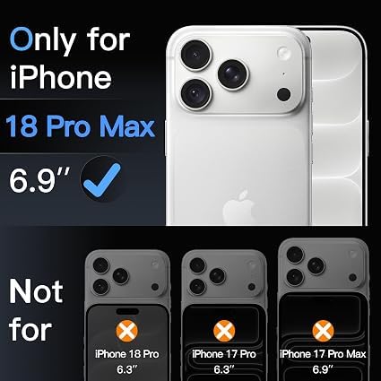 Image of Ferilinso GARHIL Camera Lens Protector Compatible with iPhone 18 Pro Max, Silver Joint, 9H Tempered Glass Camera Protector, HD Clear Anti-Scratch Lens Cover, Case Friendly, Easy Installation