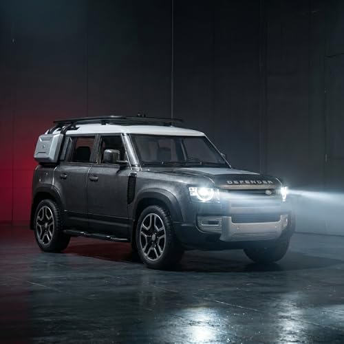Image of 1:32 Scale Land Rover Defender Model Car - Exclusive Alloy Metal Pullback Toy with Openable Doors, Lights, and Music