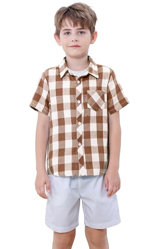 Image of SANGTREE Summer Button Down Shirts Cottn Tops for Men Women Boy Girl