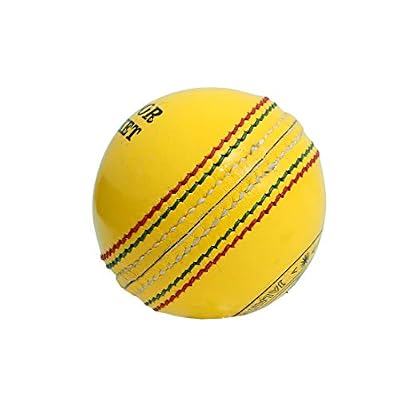 CW Indoor Cricket Balls Yellow Hand Stitched Leather Hard Balls Adult Pack of 3