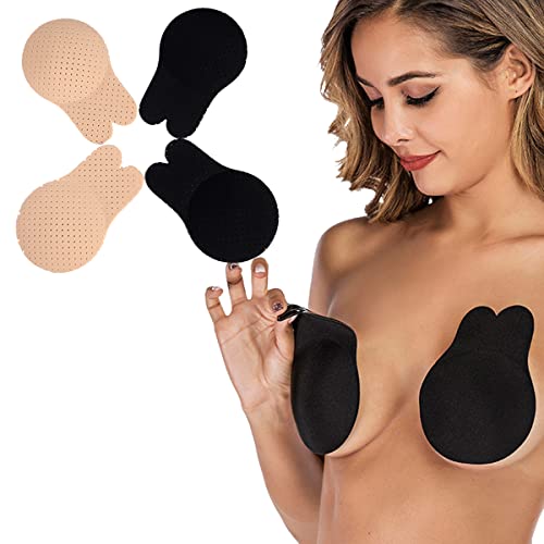 2 Pairs Women's Adhesive Bra,Strapless Backless Sticky Bra Lift Up Nipple Cover (As1, Cup_Band, C, D) #TOP4