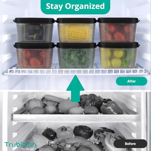 Image of PureChill Set of 6 Fridge Storage Containers 1800ml BPA Free Food Grade Plastic Stackable Transparent Boxes Freezer Safe for Vegetables Fruits Snacks Kitchen Made in India