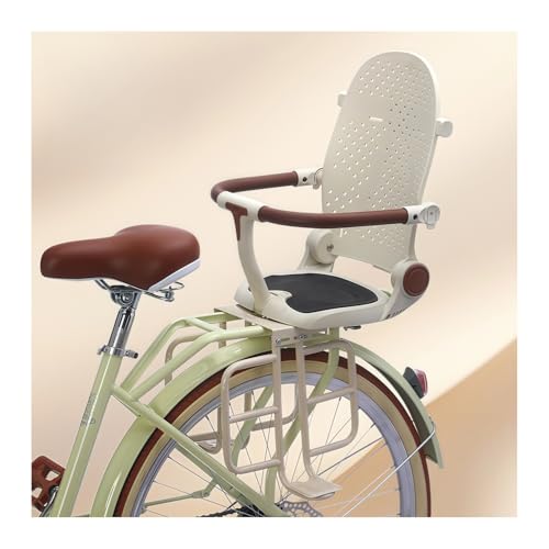 Quxxuol自転車チャイルドシート 自転車こども乗せ後ろ 座シートったり横になったりできる調節可能な背もたれ。取り付け簡単。折りたたんで収納可能自転車やマウンテンバイクに最適 (オフホワイト,シート)
