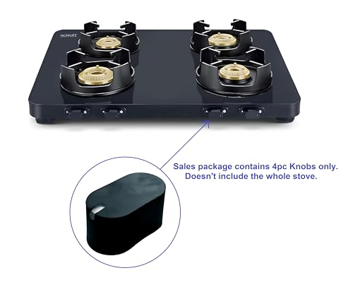 Image of AJS spares- Stove On-Off Knobs for Prestige 'Edge /Schott ' GlassTop Stoves | Push Type | Pack of 4 (Black)