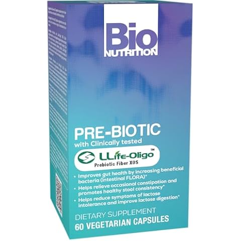 Bio Nutrition Pre-Biotic 60 Vegetarian Capsules LLife Oligo Prebiotic Fiber XOS Patented Formula Improves Gut Health | Promotes Strong Intestinal Flora Cover
