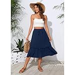 High Waist Tiered Skirts for Women Flowy Skirts for Women Below Knee with Pockets 2025 Women Fashion Trendy - Image 5