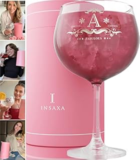 Personalised Gifts for Women - Large Gin Balloon Glass (730ML) - Your Choice of Initial (A)