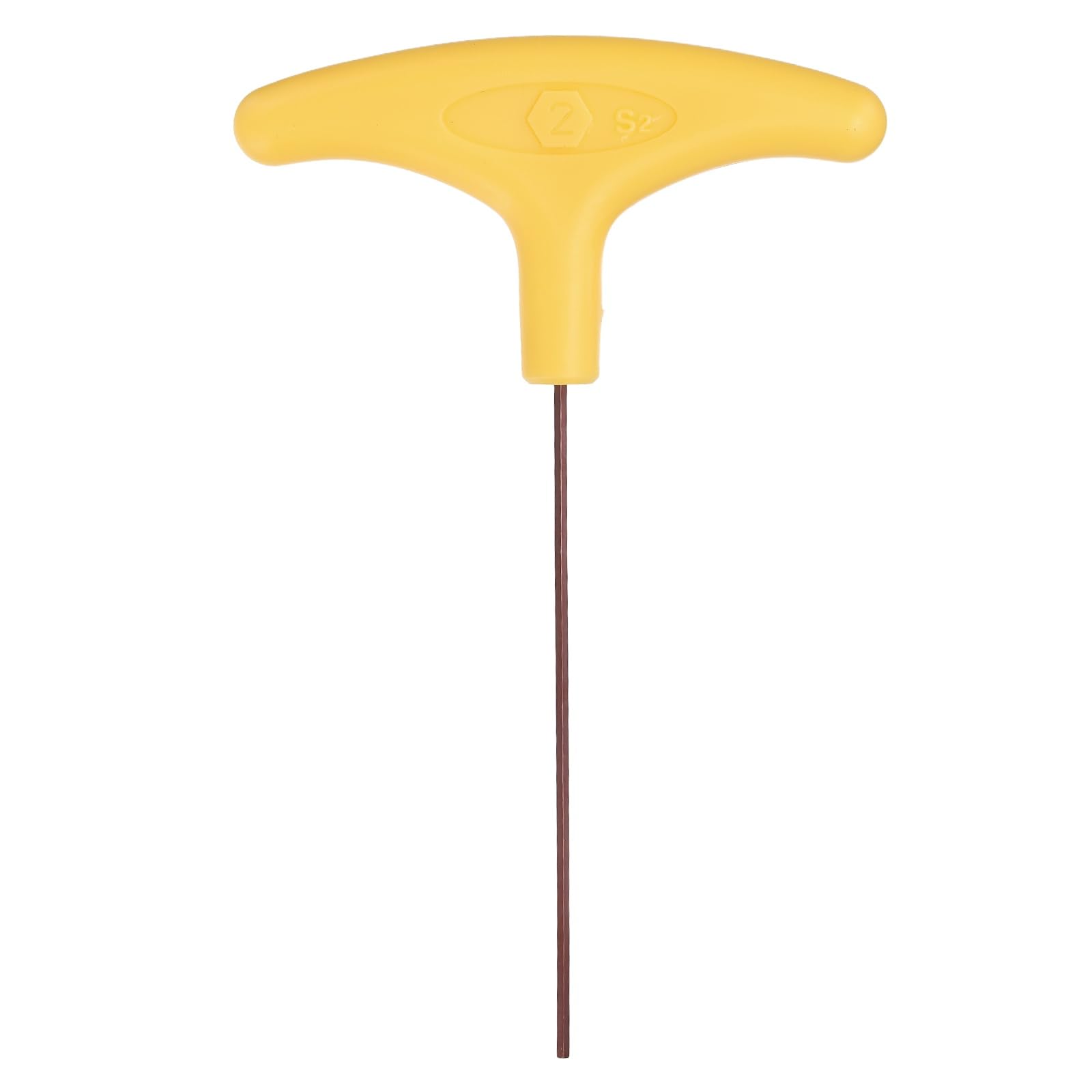 sourcing map T-Handle Hex Key Wrench 2mm Metric S2 Steel Long Arm Yellow T-Key Flat End Inner Hexagon Spanner Repairing Tool for Home Auto Maintenance Bike Motorcycle Repair