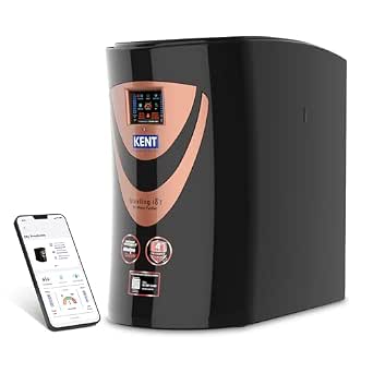 KENT Sterling IoT Under the Counter RO Water Purifier| RO+UV+UF+Alkaline+Copper+TDS Control | IoT Enabled | Fully Automatic On&OFF Operation | 6L |20 LP/Hr|Ideal For Borewell/Tanker/Municipal Water