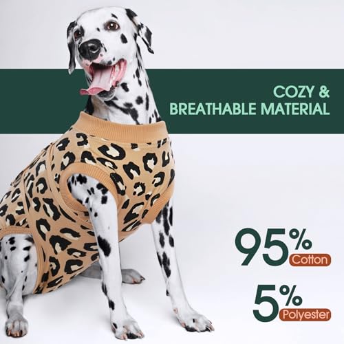 Image of Kuoser Dog Recovery Suit for Dogs After Surgery,Professional Surgical Onesie for Female Male Dogs Spay Neuter,Soft Dog Surgery Suit Bodysuit for Abdominal Wounds Skin Disease,Coffee Leopard L