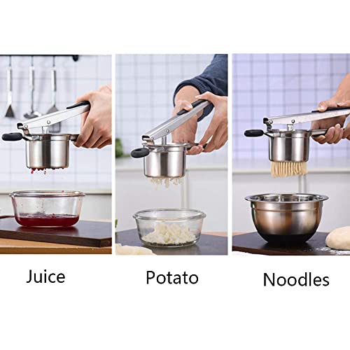Large Capacity Potato Ricer, Potato Ricer And Masher With 3 Interchangeable Discs & Silicone Grip Handles, Stainless Steel Potato Masher, Juicer Vegetable Strainer Kitchen Gadget Diameter 3.5Inch #TOP2