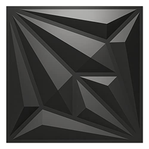 Art3D Matte Black Textures 3D Wall Panels Sheets Diamond Design For Iinterior Wall Décor(12 Tiles 32 Sq Ft) #TOP1