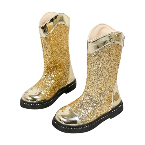 Girls Sparkly Rain Boots Waterproof Glitter Mid Calf Non Slip Rubber Boots Outdoor Party Fashion Shoes
