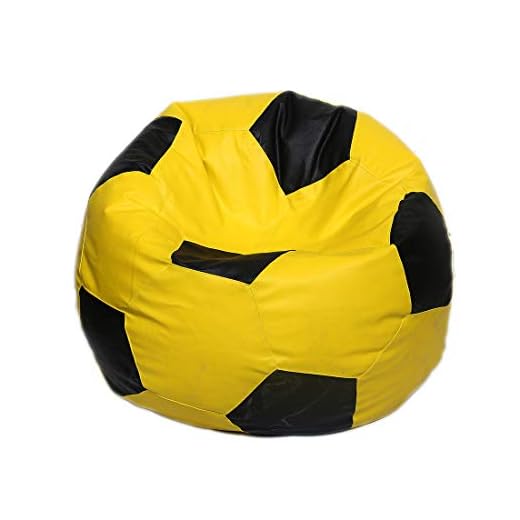 Maruti Fun Bags Leather Football Shape Bean Bag Cover Without Beans (Yellow and Black, XXL)