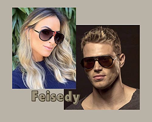 FEISEDY Classic Retro Pilot Sunglasses for Women Men Design Vintage 70s Round Sun Glasses B40484