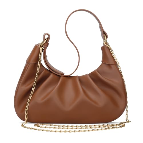 Image of KKXIU Shoulder Bag Crescent Handbag Ruched Purse Underarm Bag Mini Hobo for Women
