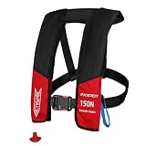 Faxpot Automatic Inflatable PFD Life Jacket, 150N Buoyancy Dual Auto & Manual Pull Inflation, Life Vest Fits 80-300 Lbs, Adjustable Waist Belt for Boating Fishing Kayak SUP