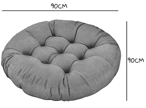 Ferocity Hängesessel Kissen, Polster Bodenkissen für Schwenksessel, Auflage für Baumwoll Hängeschaukel, Papasansessel, Hängekorb, Hängestuhl, Durchmesser 90 cm Graphit [114]