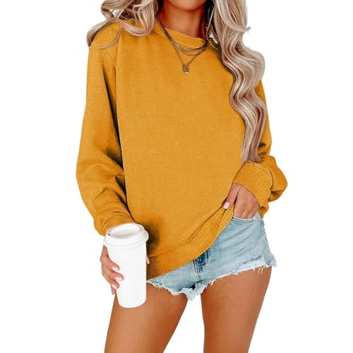 Image of Women Crew Neck Sweatshirts Fall Casual Oversized Sweat Shirts Long Sleeve Cute Preppy Sweatshirt Comfort Pullover