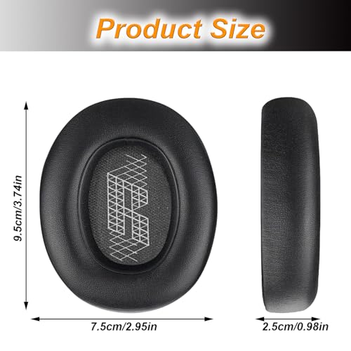 Image of JBL E65 Replacement Ear Pads for JBL E65 (E65BT E65BTNC) /Live 650 (650NC 650BTNC) /Live 660 (660NC 660BTNC) /Duet NC Over-Ear Headphones, Earpads Cushions with Softer Leather (Black)