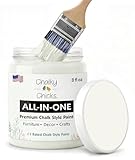 Chalky Chicks All-in-One Chalk Paint for Furniture or Cabinet - 8 Fl Oz - Matte Finish Salt Flats (Off White) for Metal, Wood Furniture Paint - No Sanding All-in-One for Home Decor & Crafts, USA Made