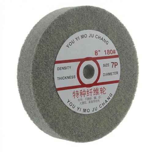 JUNLIXN 8 Inch 180 Grit Fiber Buffing Wheel, 5/8" Arbor (7P Hardness)