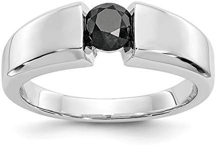 14k White Gold Black Diamond Mens Ring, Size: 10, 14 kt White Gold