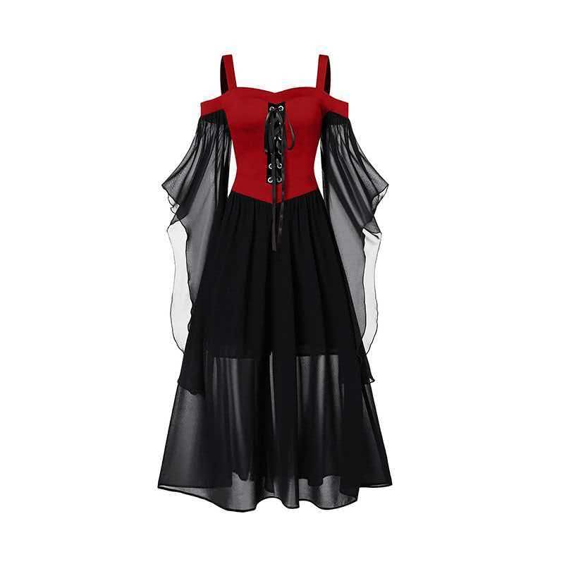 Halloween Costumes Women Adult Dresses Gothic Skeleton Party Vintage Dress — image 1