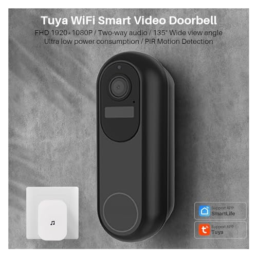 Sonnette vidéo intelligente sans fil 1080p, 2,4 GHz/5 GHz, Wi-Fi, étanche, vision nocturne, interphone intelligent pour la maison