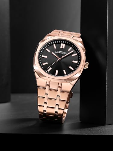 Image of French Connection Lumiere | Analog Display | Black Dial | Rose Gold Stainless Steel Strap | Watch for Men - FCU16BRGM