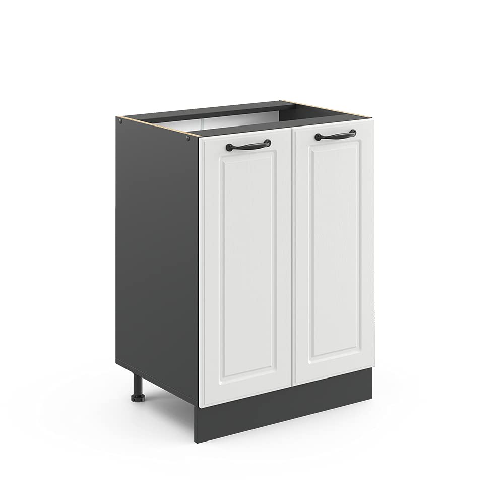 Vicco Mobiletto base cucina R-Line, Bianco rustico, 60 cm senza piano di lavoro, per la libera combinazione all'interno di sistemi cucina modulari