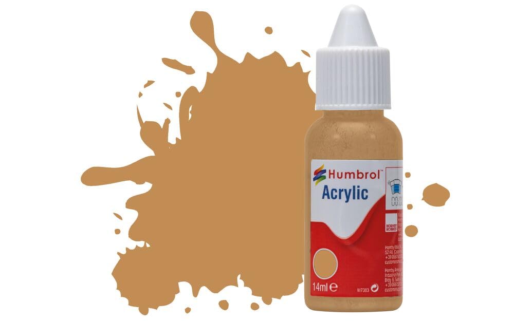 Humbrol Acrylic Paint No.225 Middle Stone Matt dropper bottle,14ml