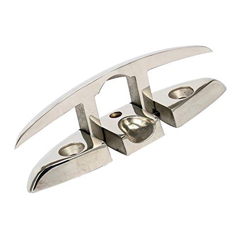 ISURE MARINE 6'' Folding Marine Stainless Steel Stud Mount Flip Up Cleat Boat Base Hardware