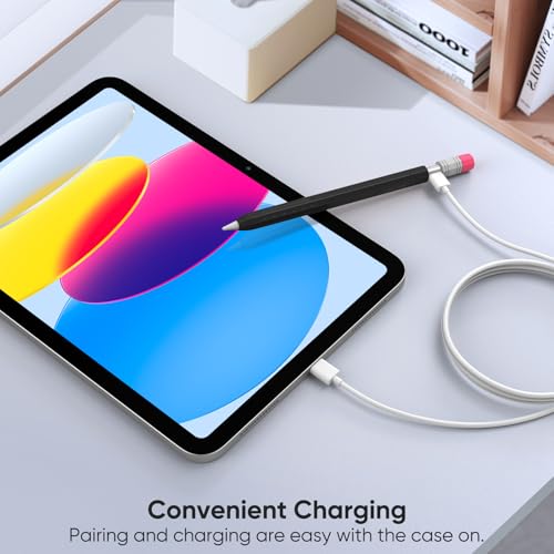 Image of Fintie Silicone Sleeve for Apple Pencil (USB-C), Light Pen Skin Case Cover Soft Protective Anti-Slip Pencil Grip Holder, Supports Magnetic Attachment, Black