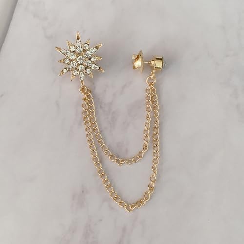 Image of women's chain brooch tassel chain rhinestone zircon brooch is suitable for women's metal chain clothing accessories, jewelry, gifts, and various holiday accessories