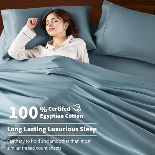 image for Shilucheng 100% Cotton Queen Size Sheets Set - 600 Thread Count，Luxu