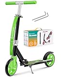 KESSER® Scooter Roller Kinderroller Cityroller Tretroller Kickroller, für jedes Alter, Höhenverstellbar bis 190cm, bis zu 100kg,Klappmechanismus, Inkl. Tragegurt, Kickscooter, Spider (Green)