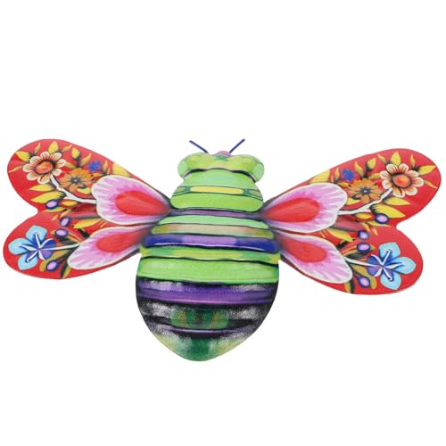 ANDRESLAD Escultura de Abeja de Hierro para Pared Decoración Resistente al Óxido Colores Vivos para Patio y Hogar Adorno Colgante Decorativo para Sala y Exteriores