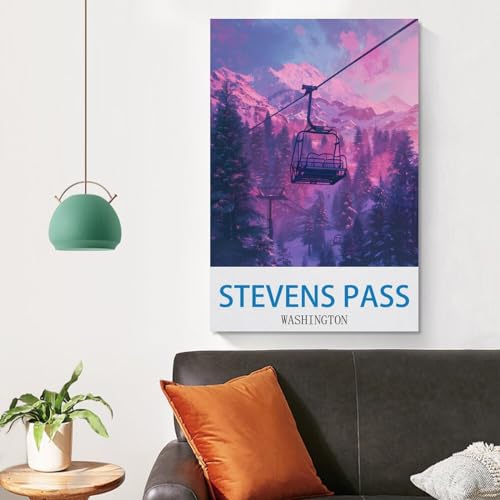 Stevens Pass Washington tableau rétro à offrir pour une chambre - 4