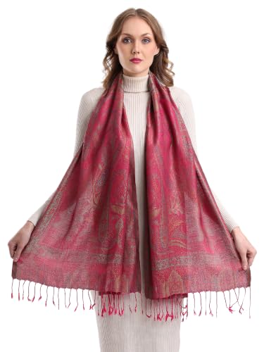 Image of KANI GOLD & JAMAWAR SILK SUPER SOFT FLORAL & PAISLEY PASHMINA STOLE SCARF