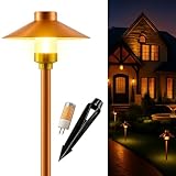 MIK Solutions LED Pathway 126 Landscape Light 12V Solid Copper Low Voltage 4W G4 LED Light Bulb Warm White Included Outdoor Mushroom Security Garden Patio Area Light for Beautiful Bright Long Lasting